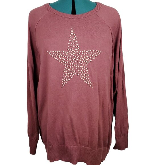 Torrid Sweaters - Torrid Womens Pullover Sweater Size 3 Rose Pearl Star Crewneck Sweater Weather